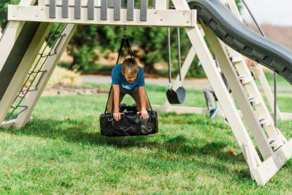 swing set with tire swing underneath