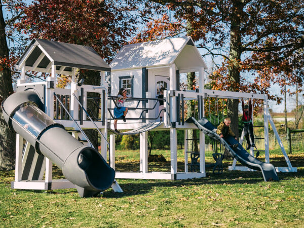 large swing set with club house