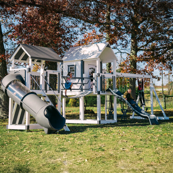 large swing set with club house