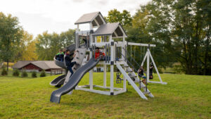 swing set with lots of slides